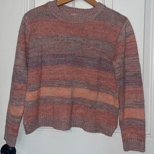 Women’s Cropped Knit Sweater – Pink & Purple – Medium